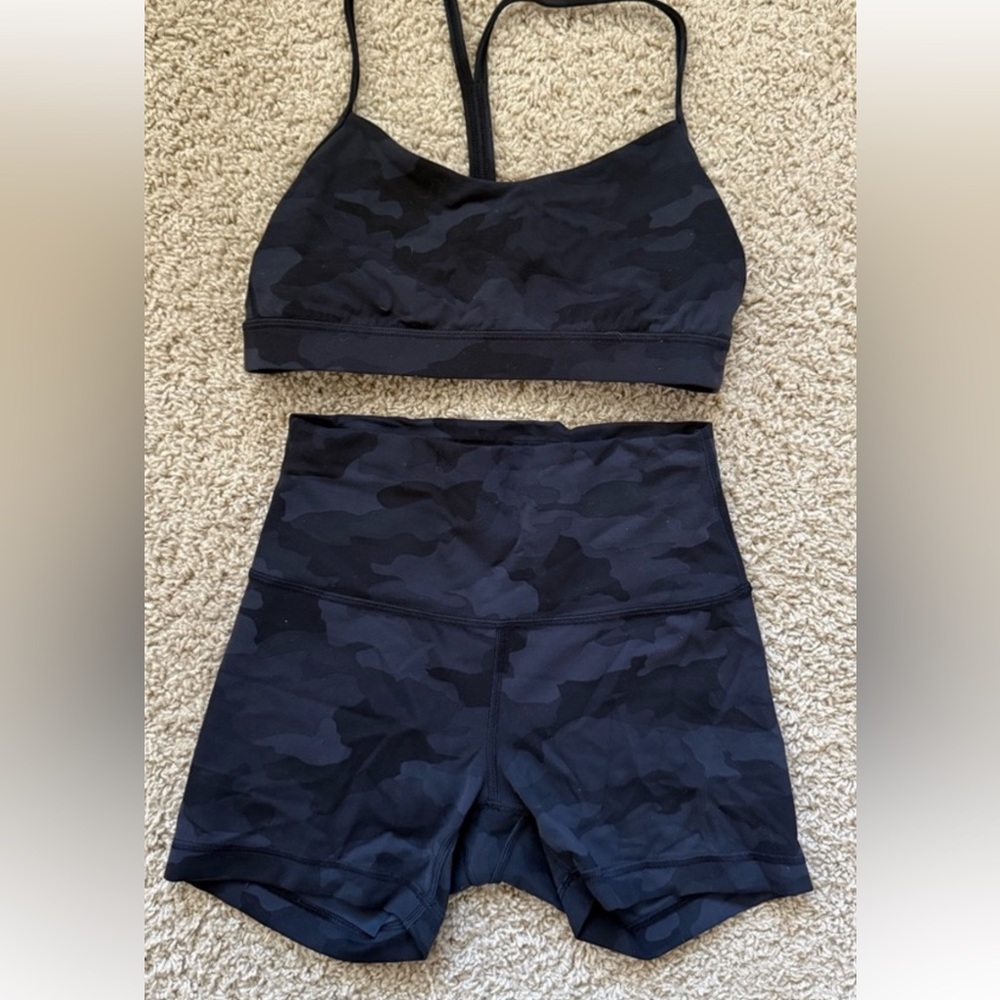 Lululemon Camo Sports Bra and Shorts Set